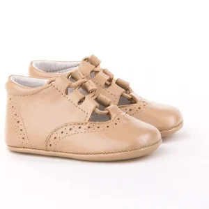 Inglesito Suela Blanda De Piel Cierre Cordones - CAMEL