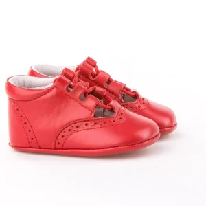Inglesito Suela Blanda De Piel Cierre Cordones - ROJO