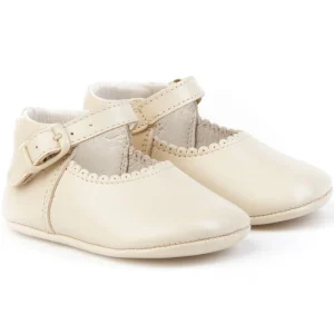 Merceditas Suela Blanda De Piel Cierre Hebilla - BEIGE