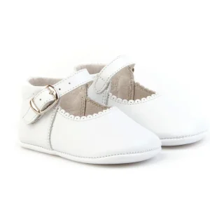 Merceditas Suela Blanda De Piel Cierre Hebilla - BLANCO