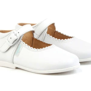 Merceditas Piel Lisa Cierre Hebilla - BLANCO