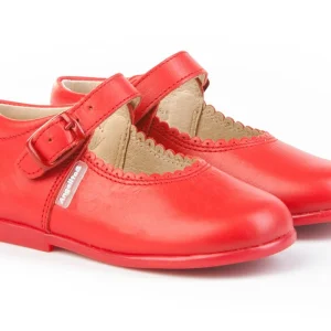 Merceditas Piel Lisa Cierre Hebilla - ROJO